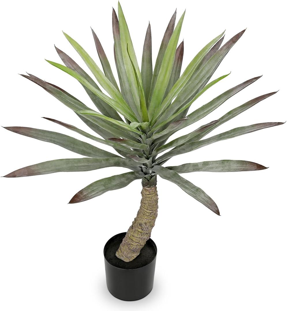 Briful Large Agave Plants Artificial 27.5in Tall Fake Potted Agave Plant Indoor Faux Succulent Tropical Plants for Home Office Room Balcony Garden Outdoor Decor (Frost Green)