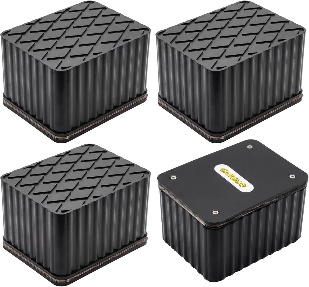 Rubber Blocks for Car Lift, 4 Pack Car Lift Pads 6.3" x 4.7" x 4", Reinforced Surface Lift Blocks Resist Cuts & Wear, Anti-Slip Auto Lift Pads for Lifted Trucks, Jeeps, Off-Road Vehicles