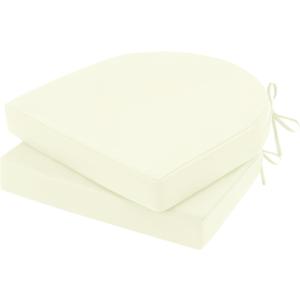 Topotdor Outdoor Chair Cushions Set of 2, 19"x19"x3" Waterproof Patio Chair Cushions for Outdoor Furniture, Round Corner Outdoor Seat Cushions Color Fastness Chair Pads with Ties, Cream
