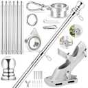 REERON No Tangle Flag Pole Kit, 7 FT Stainless Steel Flagpole, 1" Porch Flagpole with 2-Position Bracket, 360° Anti-wrap Flag Pole Bearing Rings for Outside House Outdoor Sport for American Flags