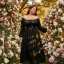 EYWOL Womens Plus Size Formal Wedding Guest Dress,Long Sleeve Elegant Flowy Spring Dresses Maxi Dress for Cocktail Party Prom (Black, XXL)
