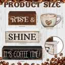 4 x Moucuny 4 Pcs Farmhouse Coffee Bar Sign Decor Wooden Cup Rise & Shine It's Coffee Time Rustic Wood Cafe Sign Gift for Home Kitchen Tabletop Decor