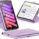 INFILAND Case for iPad mini 7 (A17 Pro) 2024 / iPad mini 6 2021, Magnetic Origami Slim Protective Case, Book-Style Foldable Cover with Pencil Holder, Multi-Angle Stand, Auto Wake/Sleep, Purple