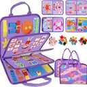 Qizfun Montessori Busy Board Book for Toddlers, Mermaid Sensory Learning Toy for Girls, Educational Fine Motor Skills Toy, Travel Busy Board for Car & Airplane