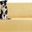 KEKUOU Stretch Oversized Sofa Slipcover 1 Piece Couch Sofa Cover (94"-110") Furniture Protector 4 Seater Sofa with Elastic Bottom for Kids,Pet.Jacquard Checked Pattern Fabric(X Large,Champagne)