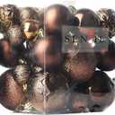 Senjie Brown Shatterproof Christmas Ornaments, 32 Pcs Spherical Balls for Xmas Trees