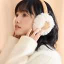 Yedilen Winter Ear Warmers for Women Warm Outdoor Foldable Earmuffs Cute Faux Fur Ear Muffs for Girls (Black)