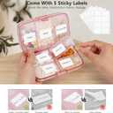 FYY Weekly Pill Organizer with Labels,8 Compartments Travel Daily Pill Case Airtight Moistureproof Large Pill Box to Hold Vitamins, Fish Oil, Supplements,Cotton Swab and Bandages-Pink