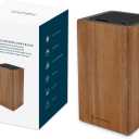 KITCHENDAO Deluxe Universal Knife Block with Slots for Scissors and Sharpening Rod - Acacia Wood Knife Block For Safe, Space Saver Knives Storage - Unique Slot Design to Protect Blades