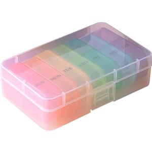 Weekly 7 Day Large Pill Organizer, AM/PM Reminder Portable Classified Travel Capsule Tablet Storage Box for Medicine Supplements Fish Oil White