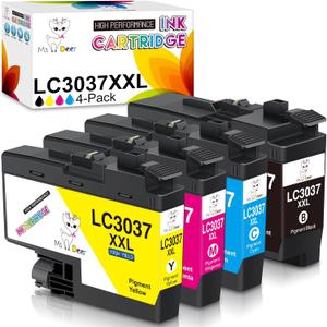 Miss Deer Compatible LC3037 Ink Cartridges High-Yield Replacement for Brother LC 3037 XXL LC-3037XXL LC3037BK for MFC-J6945DW MFC-J6545DW MFC-J5845DW MFC-J5945DW (Black Cyan Yellow Magenta, 4 Packs)