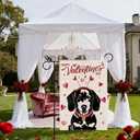 Welcome Valentine's Day Garden Flag Dachshund Dog Love Heart Vertical Double Sided Garden Flag Holiday Outside Yard Decoration Anniversary Wedding Farmhouse Valentines Day Decor 12.5 x 18 Inch