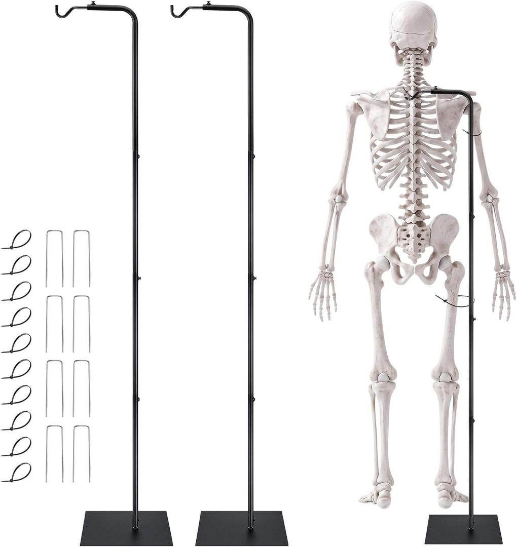 Domensi 2 Sets Halloween Skeleton Stake Stands Adjustable 6.43 ft Metal