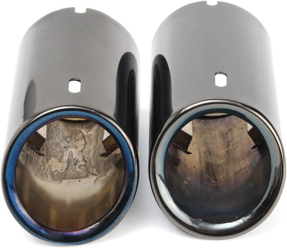 Pair Car Tail Exhaust Tip Pipes Titanium Black For BMW E90 E92 325 328i 3 Series 2006-2010 Stainless Steel