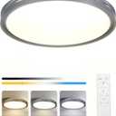 20 Inch Large LED Flush Mount Ceiling Light, 2700K-6500K Dimmable LED Ceiling Light Fixture with Remote, 70W 8900lm Round Modern Ceiling Lamp for Bedroom, Living Room, Hallway (Grey) (Gray)