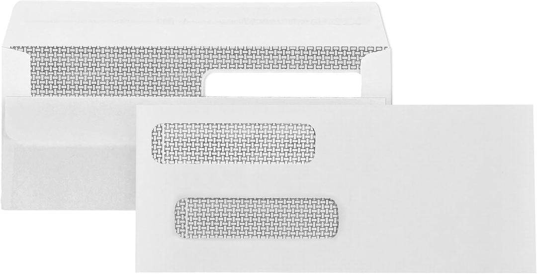 500 No. 8 Flip and Seal Double Window Security Check Envelopes - Designed for Quickbooks Printed Checks - Number 8 Size 3 5/8 Inch x 8 11/16 Inch