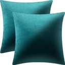 Bunliuys 2 Pack 18x18 Pillow Cover Velvet Pillow Covers, Square Throw Pillow Covers for Living Room Decorations Throw Pillow Case, Throw Pillow Cover Cushion Cover For Sofa Bedroom Car, Teal Velvet