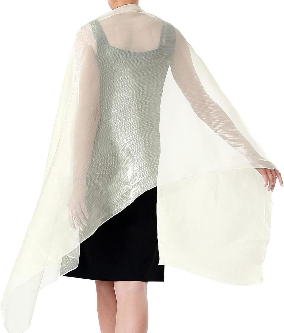 Ladiery Sheer Crepe Shawls and Wraps for Formal Evening Party,Women Soft Shimmer Light-weight Travel Festival Shawl (20068 cm / 79" x 27", Beige)