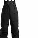 Mens Snow Bibs Baggy Snowboard Pants Women Ski Overalls Insulated Waterproof Snow Pants Winter Warm Outdoor Sports (Medium, Black)