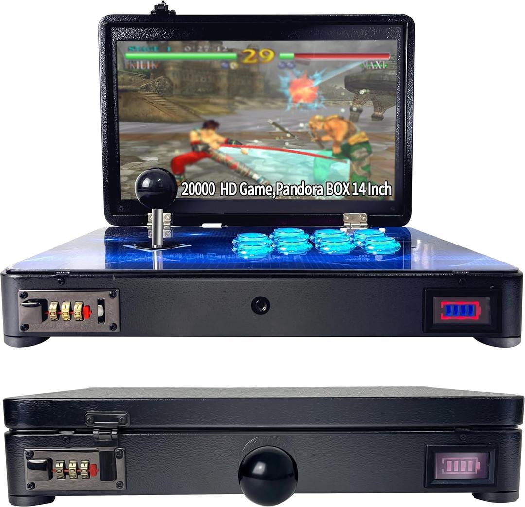 Pandora Arcade Portable Retro Video Game Player Built-in 20000+ Classic Games 14 inch LED Integrated Recreation Arcade Emulator Console Compatible with FBA/N64/Arcade/MAME