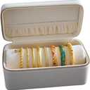 Bescott Bracelet Jewelry Box with 1 Removable Roll - Holder stores Bracelets Bangles Watches Display on Stand or Dresser (Beige-Small-7.48"X4.57"X3.35")