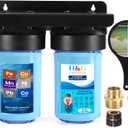 2 x H&G lifestyles Garden Hose Filter for Filling Pool Hot Tub,Iron Filter for Well Water,Reduce Calcium Magnesium,Water Filter and Softener System,Standard 3/4" GHT Brass Adapters, Up to 70,000 Gallons