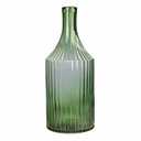 13.8 In Ribbed Glass Vase Green