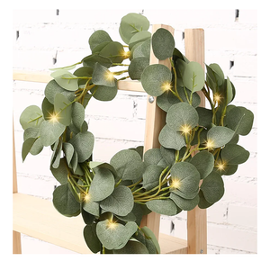 20 LED Eucalyptus Leaves Light 6.6 FT Artificial Light Strings Garland Greenery Battery Operated with Timer Decor for Room Wedding Party Garden Table Christmas Easter Spring (Warm White)