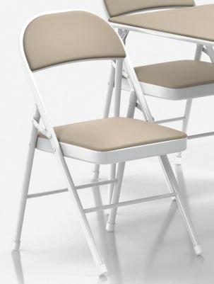 VECELO Portable Folding Chair Set Collapsible Legs & Vinyl Upholstery, Metal, Beige (4pcs)