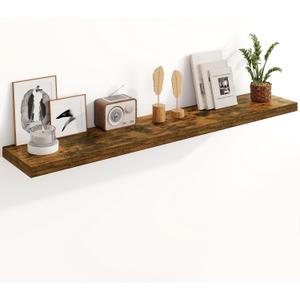 Fun Memories Floating Shelves 55 Inch Long, 8 Deep Floating Shelves for Wall, Large 55 x 8 Display Shelves for Living Room, Kitchen, Wood Deep Wall Shelves for Home Storage, Rustic Brown, 1 Pack