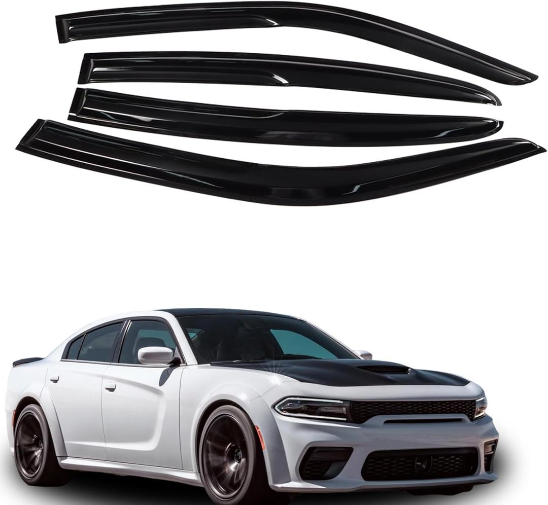 Labwork Window Visors Shade Sun Rain Guards Cover Wind Vent Deflector Acrylic Black Replacement for SRT 2011 2012 2013 2014 2015 2016 2017 2018 2019 2020