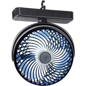Camping Fan with LED Light, 7 Inches Portable Rechargeable Battery Operated Fan for Camping, Emergency, Office