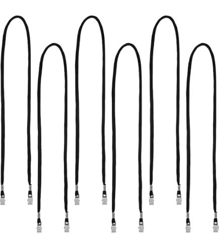 Apojgitn 6PCS Napkin Holder, Adjustable Lanyard Bib Clips, Reusable Neck Strap With Metal Clips for Dental Clinic Home Care, Seniors and Daily Meals, Running Number Holder - Black