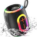 Foseener Portable Bluetooth Speaker with Stereo Sound, IPX5 Waterproof Wireless Speakers, 6 RGB LED Modes, Up to 20H Playtime, BT5.3, TWS Pairing, for Home/Bathroom/Party/Outdoor/Beach, Gift Ideals