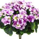 2 Pcs Artificial Geraniums for Outdoor Silk Geranium Flowers Purple Artificial Geranium Bush Faux Flowers Geraniums Branch for Garden Patio Cemetary Vase Table Centerpiece Indoor Decor