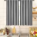 zokyer Black and White Kitchen Curtains Striped Simple Trendy Neutral Art Boys Men Teen Small Short 27.5" W x 39" L Window Treatment Tiers for Bedroom Living Room Bathroom 2 Panels Rod Pocket Drapes