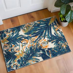 Rugshop Tropical Floral Leaves Indoor/Outdoor Area Rug Durable Polypropylene, Non-Shedding, Easy to Clean, Perfect for Patio, Backyard, Deck and Outdoor Lounge, High Traffic Areas, 2'7" x 4'