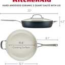 KitchenAid Hard Anodized Ceramic 5-Quart Nonstick Sauté Pan with Shatter-Resistant Lid & Riveted Handle – Durable, Even Heating, Easy Clean, Oven Safe to 500°F, ONYX BLACK
