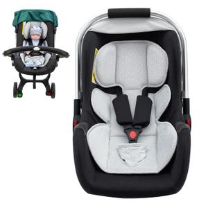 Baby Car Seat Head Support, Thickened Infant Car Seat Insert with Natural Sponge Filled, Breathable Newborn Carseat Head Support, Universal Baby Car Seat Cushion Pads with Crotch Protection (Gray)