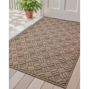 LUMI Indoor Door Mat, Absorbent Non-Slip Thin Doormat, Washable Door Mats, Woven Pattern Inside Floor Mat, Ideal for Entryway, Front Door, Home Decor, 32"x48", Woven Taupe