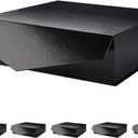 PACKHOME 6 Large Gift Boxes with Lids 13.5x9x4.1 Inches, Sturdy Collapsible Gift Boxes with Magnetic Closure (Glossy Black, Grass Texture)