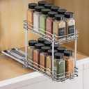 2 Tier Pull Out Spice Rack Organizer for CabinetHeavy-Duty Slide Rails with Raised Base Pull Out Spice Drawer Organizer, Fits Pantry & Kitchen Cabinets, 5.5''Wx10.63''Dx10.04''H