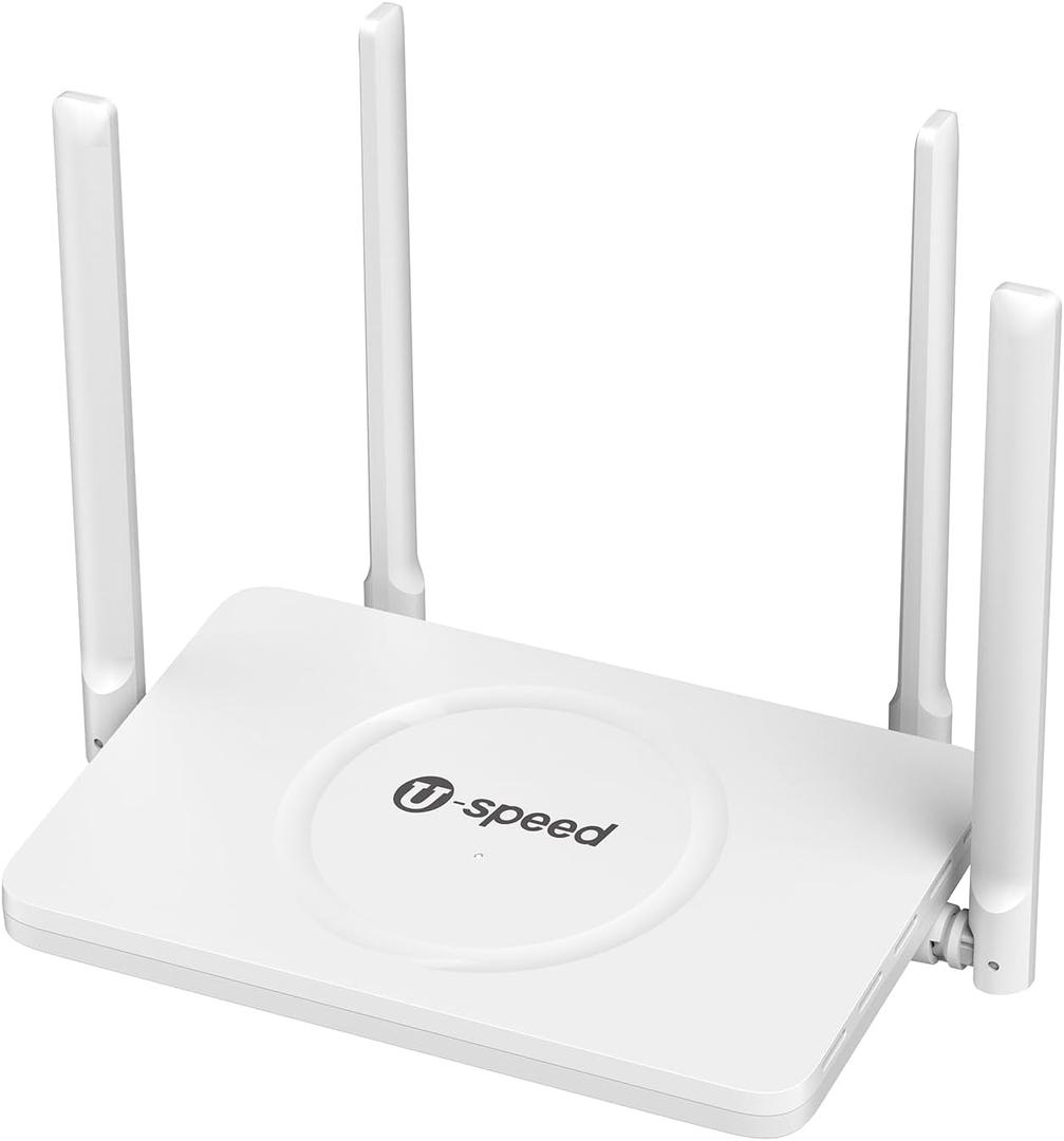 U-SPEED AC1200 WiFi Router Dual Band Wireless Internet Router, Speed Up to 1.2 Gbps, 4 x 1000 Mbps Gigabit Ethernet Ports, Bridge/Repeater Mode, Guest Network, IPV6, EasyMesh, Parental Controls