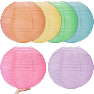 Woanger 6 Pack 24 Inch Jumbo Pastel Paper Lanterns Party Decorations Macaron Large Chinese Paper Lantern Giant Hanging Paper Lanterns for Birthday Party