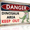 Dinosaur Gifts Vintage Dinosaur Sign Danger Dinosaur Area Keep Out Tin Sign for Boys Room Dino Themed Room Nursery Room Dinosaur-Park Decor 8 x 12 inches(3308)