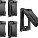 [5 Pack] BESTTEN Outdoor Outlet Wallplate Cover for GFCI and Decor Receptacle, Weatherproof, Vertical/Horizontal Auto-Closing Lid, Black, H4.65" x W2.87" x D0.71"