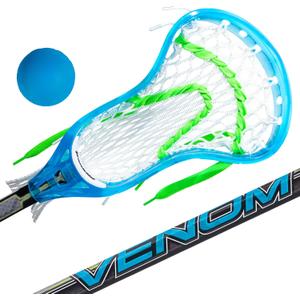 Franklin Sports Kids Mini Lacrosse Stick + Ball Set - Venom Youth Plastic Lacrosse Stick for Beginners - Perfect Set for Kids + Toddlers (Blue)