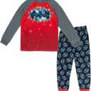 DC Comics Justice League Superman Batman Christmas Pullover Pajama Shirt and Pants Sleep Set Toddler to Big Kid (4, Red / Black)