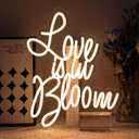 Love is in Bloom Neon Sign for Wall Decor Dimmable Led Lights Signs Letters Signs for Bridal Shower Warm White Neon Light Room Decor for Wedding Engagement Birthday Christmas Party Gift