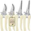 4PACK Pruning Shears, Stainless Steel Garden Shears, Sharp Handhled Gardening Scissors, Bypass & Straight Blade Garden Clippers for Plants, Flowers, Fruits Trees, Gardening Gifts for Women & Men